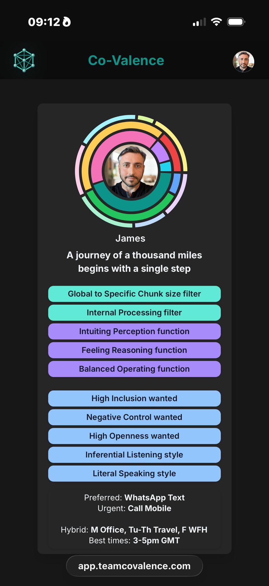 Co-Valence app on a phone