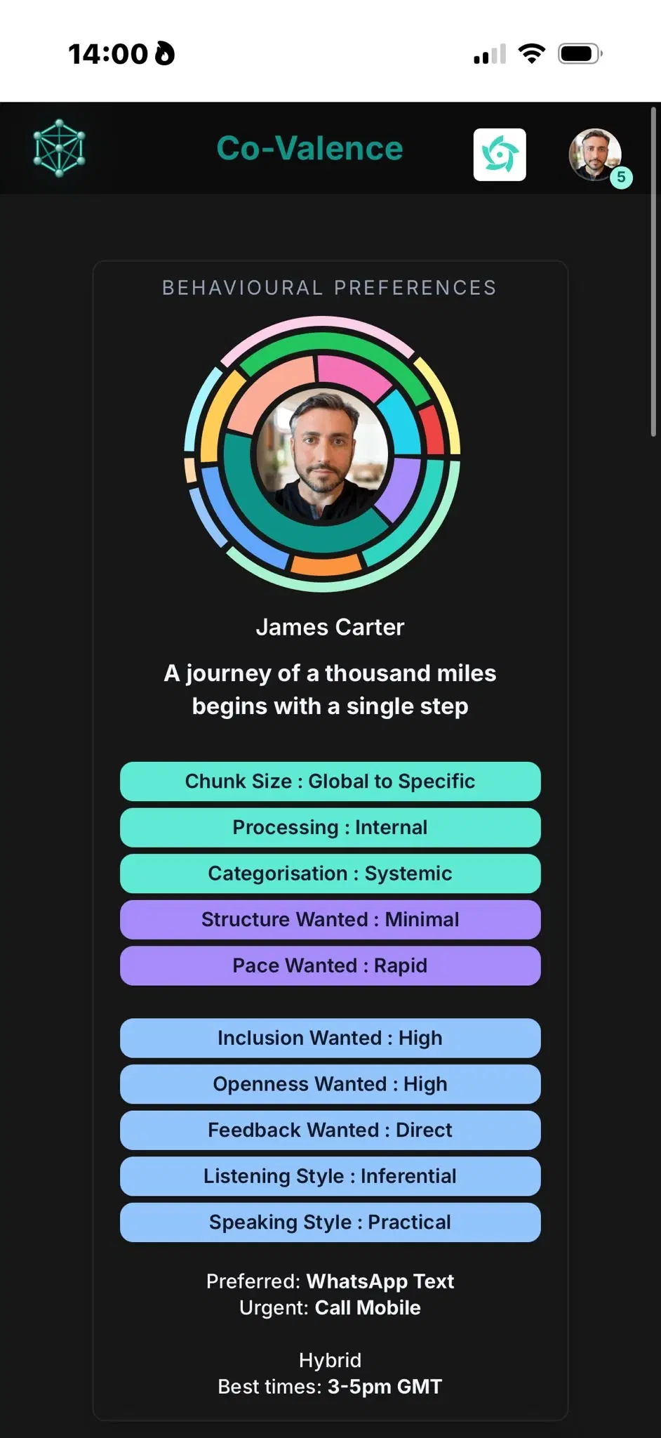 Co-Valence app on a phone