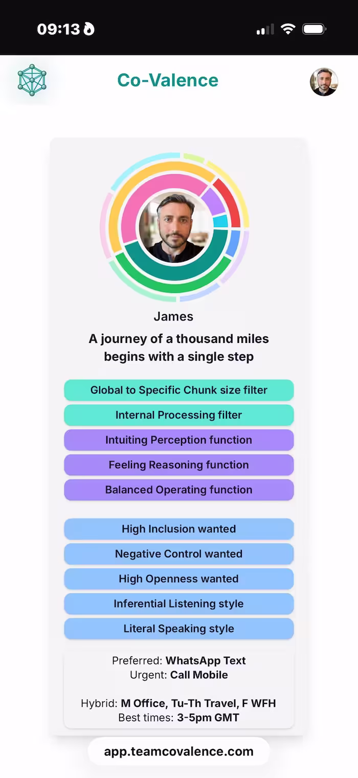Co-Valence app on a phone